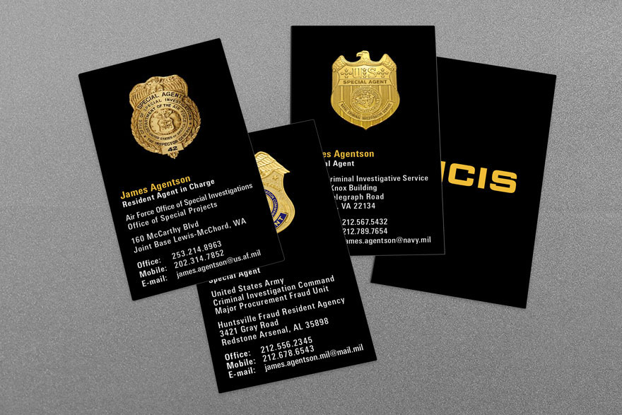 army cid, air force osi, ncis military law enforcement business cards