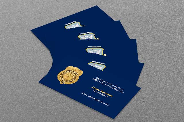 Air Force Office of Special Investigations (AFOSI) business card with official USAF shield artwork